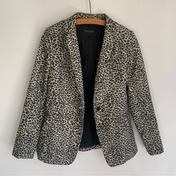 Banana Republic ~nwot ~Long and Lean Metallic Animal Print Blazer - Picture 5 of 14